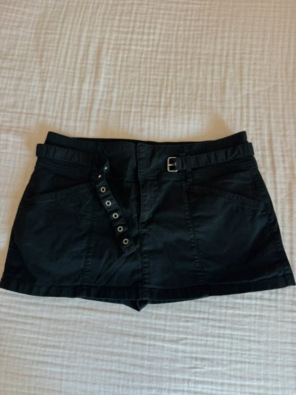 Garage Black Utility Mini Skort with Belt Detail